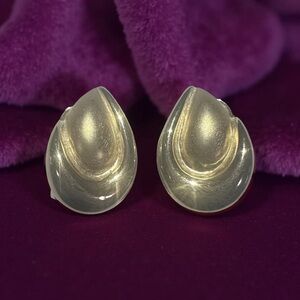 Elegant Clip-Ons Gold Teardrop Two-Tone Frosted Earrings